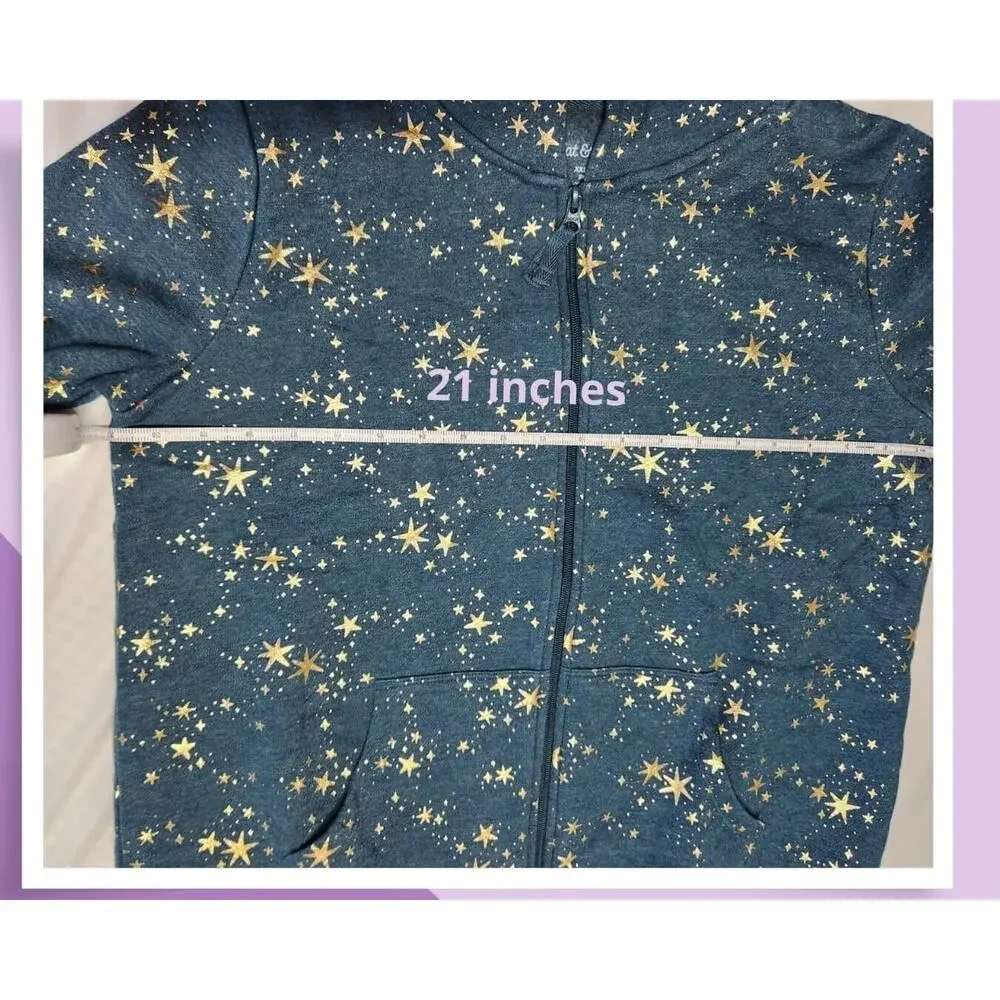 Girls' Printed Zip-Up Fleece Hoodie by Cat & Jack XXL (18) Plus - Picture 3 of 8